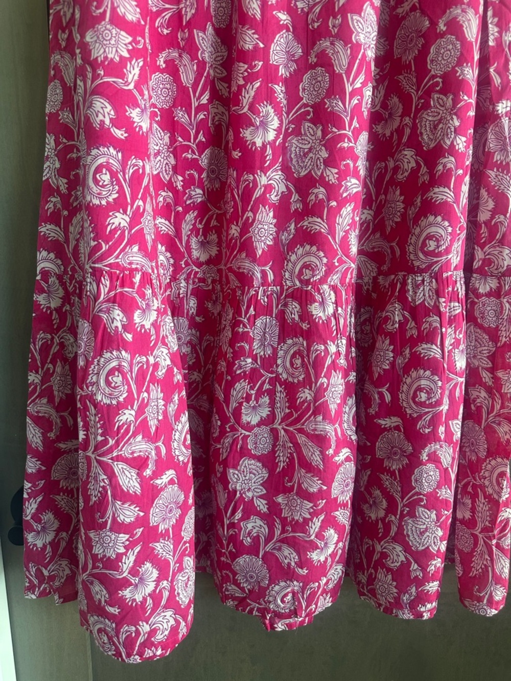 Destination 365 Fuchsia Floral Print Pull On Maxi Skirt 100% Cotton Size M NWOT - Picture 4 of 12